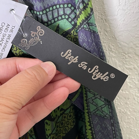 Step In Style NWT Long Sleeve Button Down Lagenlook Boho Dress Sz One Plus Green - Picture 16 of 16